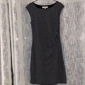 Loft Gathered Waist Stripe Dress